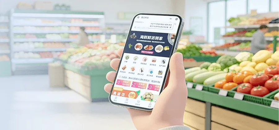 思迅eShop小象原生对接思迅微商店生鲜小程序果蔬预售同城配送私域流量功能示意图