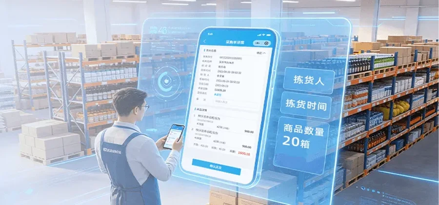 移动供应链一键导出仓配对账日志留存拣货人时间商品数量出库门店维度功能示意图