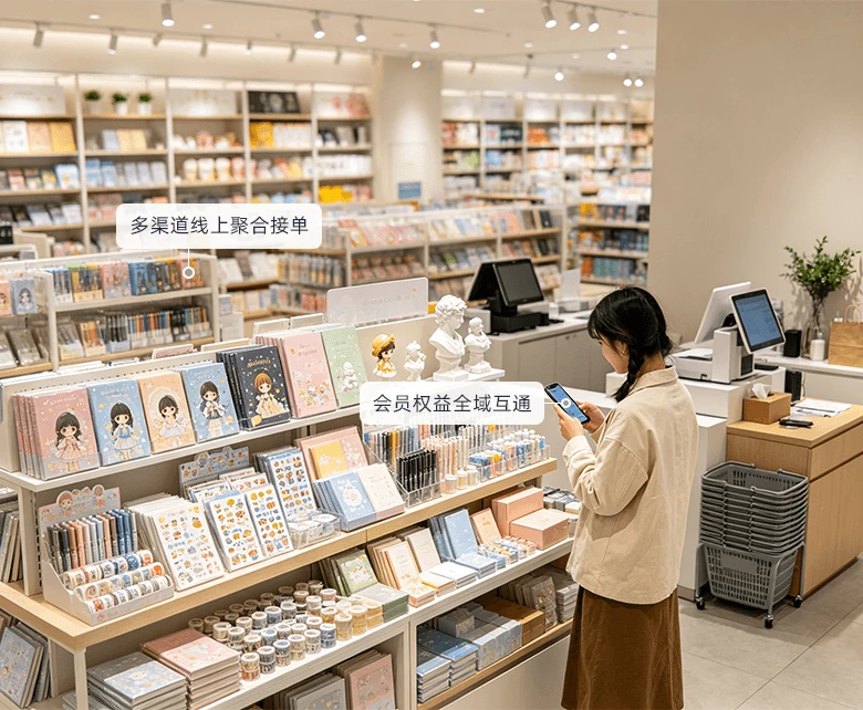 文创小程序商城+同城/景区快递一体化经营示意图：展示精准分群与全营销工具联动