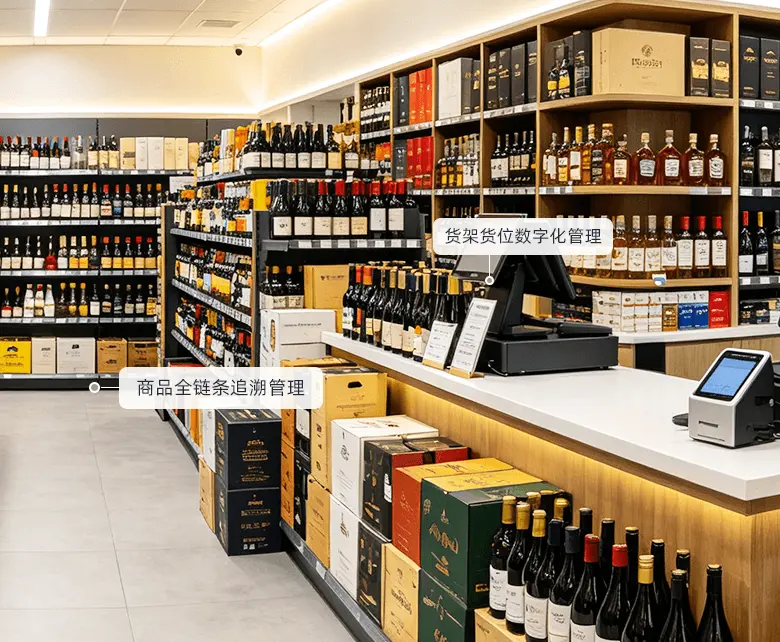 酒水超市名酒礼盒宴席团购经营场景示意图
